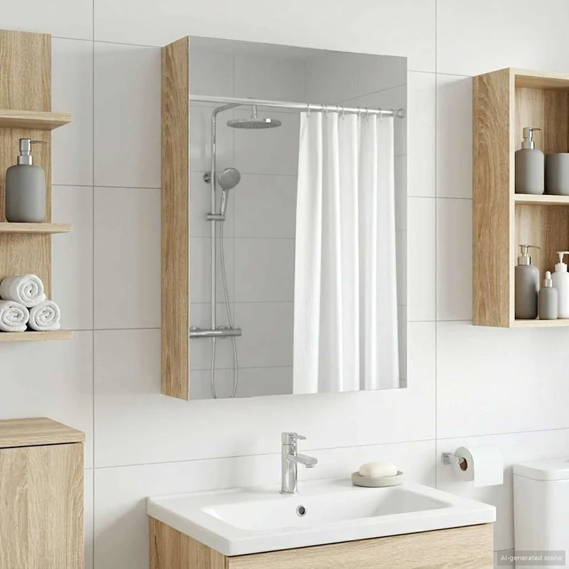 Badrumsspegelskåp Sonoma-ek 40 x 10,5 x 60,5 cm Konstruerat trä