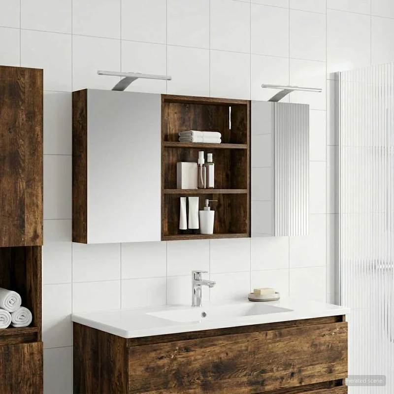 Badrumsskåpsset 3 st 100 x 10,5 x 50 cm Konstruerat trä