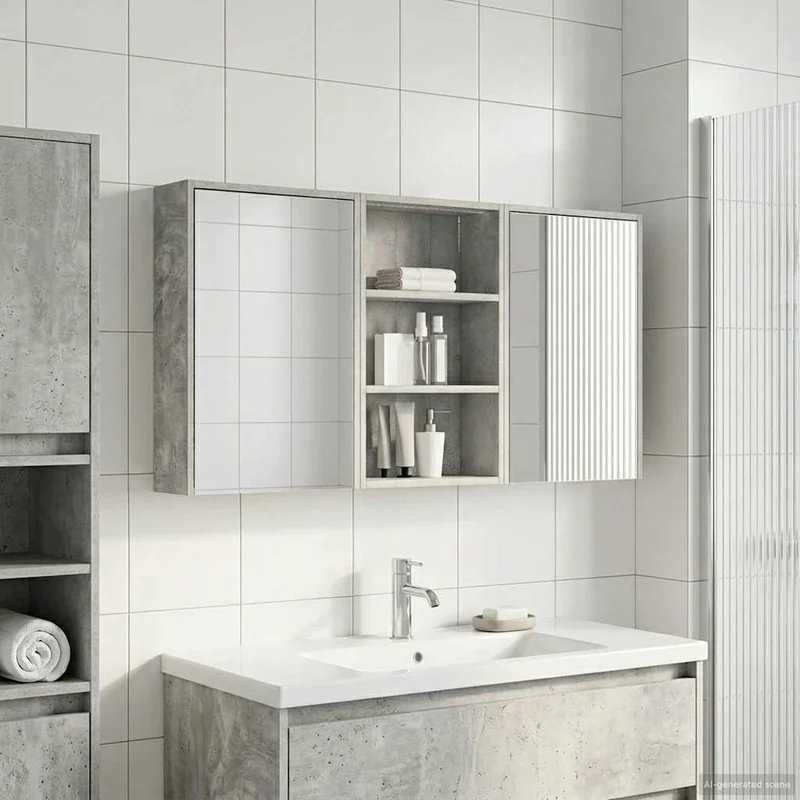 Badrumsskåpsset 3 st 126 x 16 x 62.5 cm Konstruerat trä