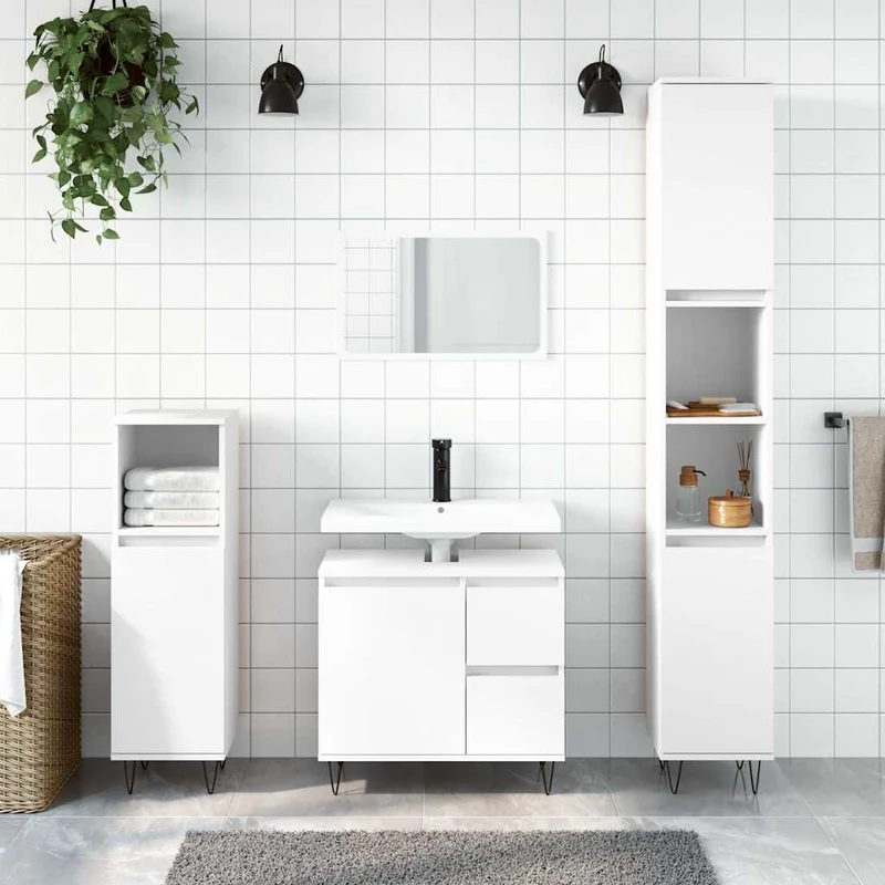 Badrumsskåp vit 65x33x60 cm konstruerat trä