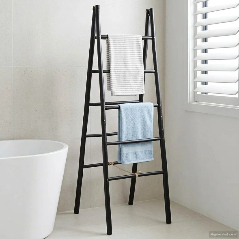 Dubbelsidig filtstege Svart 50 x 50 x 159 cm Bambu