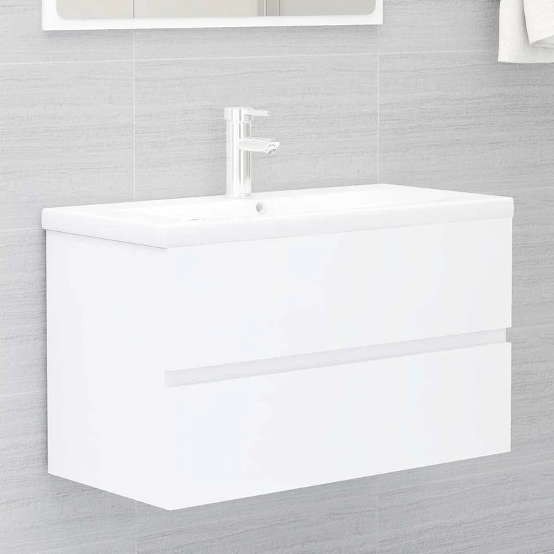 Tvättställsskåp vit 80x38,5x45 cm konstruerat trä