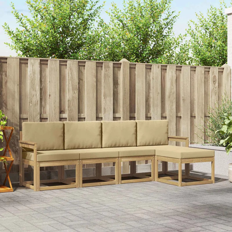 Utomhussoffset 5 st Vit och Beige