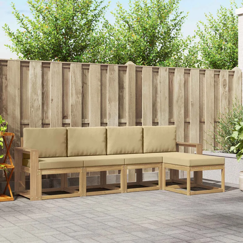 Utomhussoffset 5 st Vit och Beige