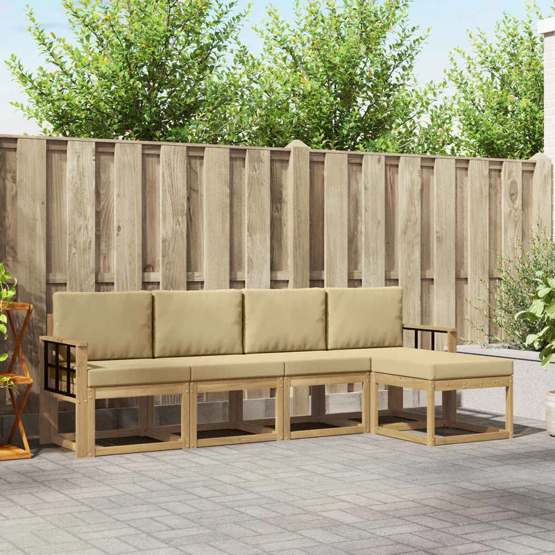 Utomhussoffset 5 st Vit och Beige