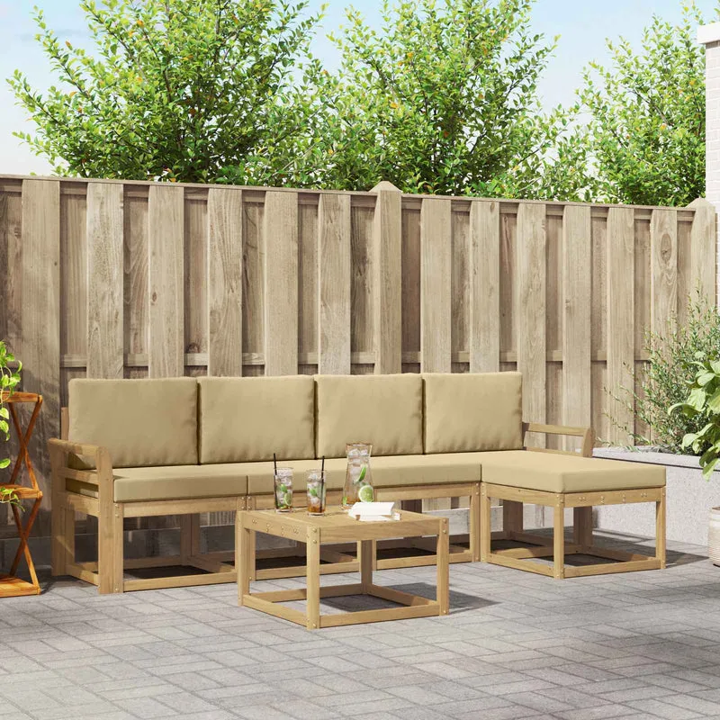 Utomhussoffset 6 st Vit och Beige