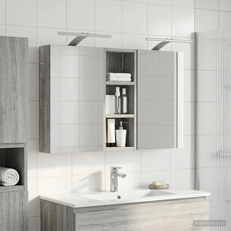 Badrumsskåpsset 3 st 80 x 10,5 x 50 cm Konstruerat trä
