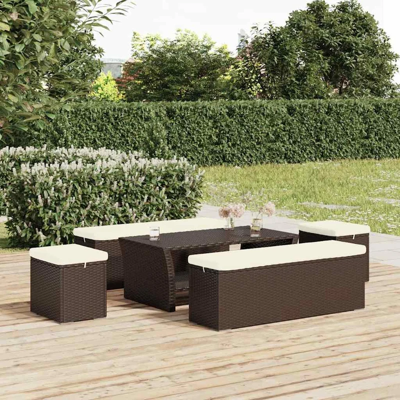 Fotpall med kudde 2 st brun 40x30x40 cm konstrotting