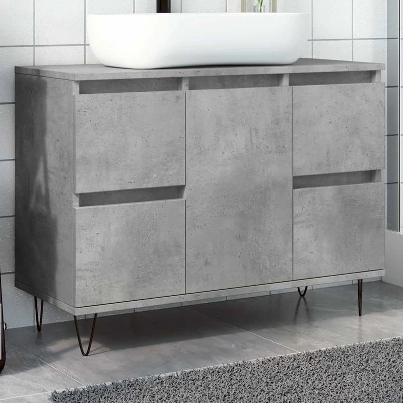 Badrumsskåp betonggrå 80x33x60 cm konstruerat trä