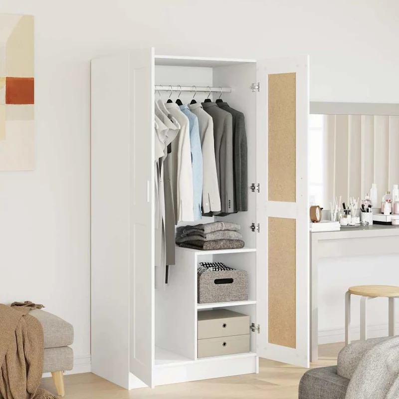 Garderob vit 82,5x51,5x180 cm konstruerat trä