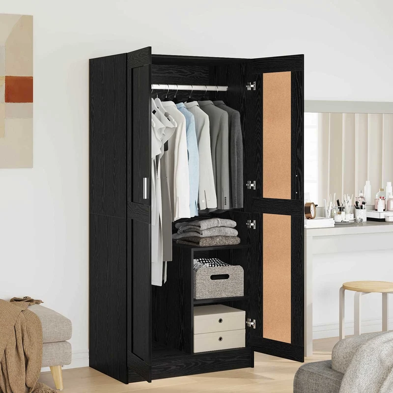 Garderob Svart Ek 82,5 x 51,5 x 180 cm Konstruerat trä