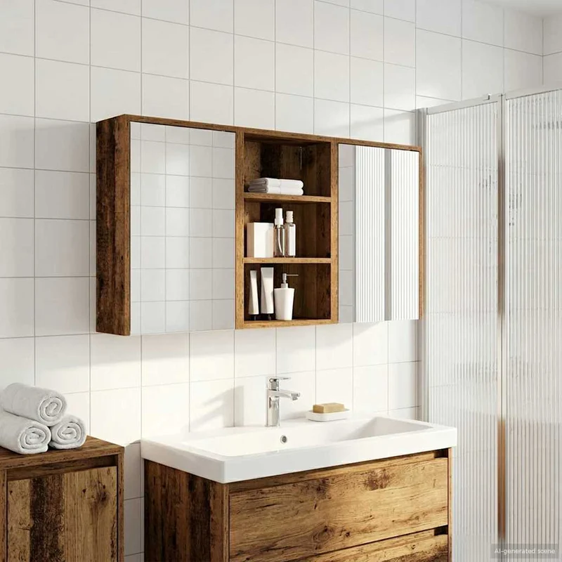 Badrumsskåpsset 3 st 126 x 16 x 62.5 cm Konstruerat trä