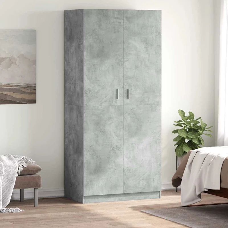 Garderob betonggrå 90x52x200 cm konstruerat trä