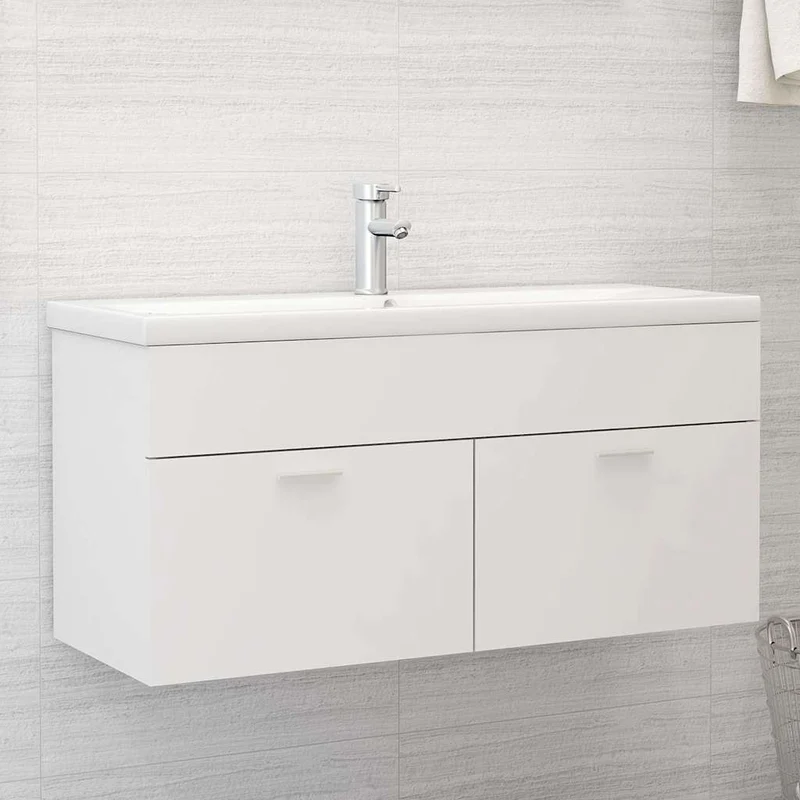 Tvättställsskåp vit 100x38,5x46 cm konstruerat trä
