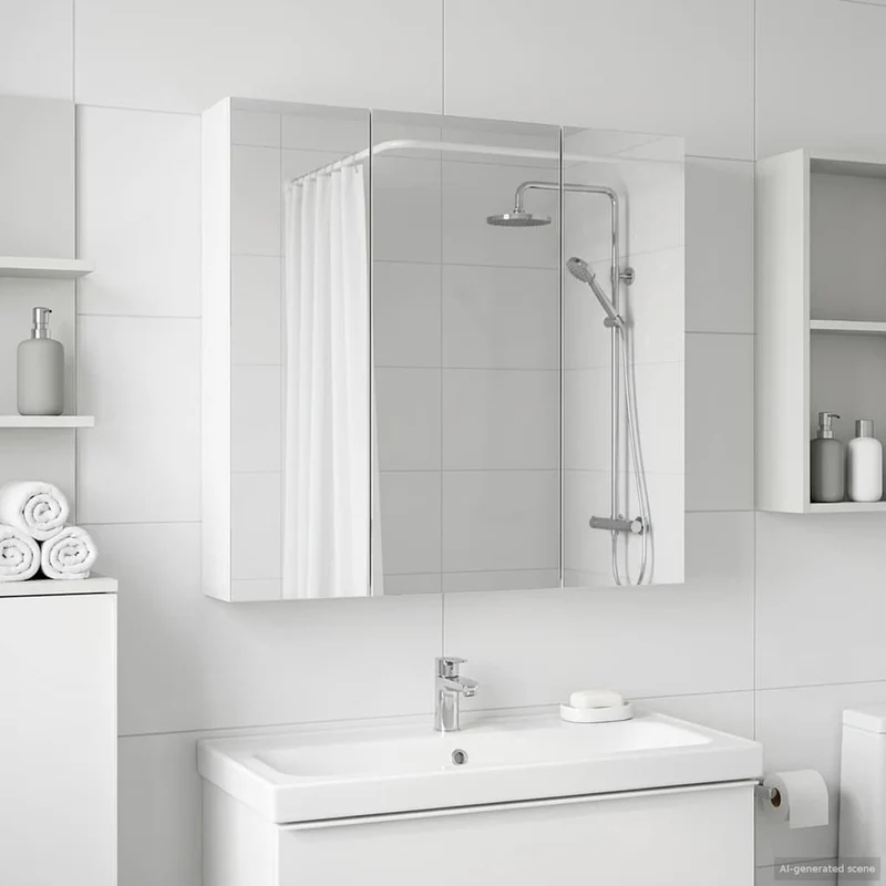 Badrumsspegelskåp Vit 70 x 14,5 x 70 cm Konstruerat trä