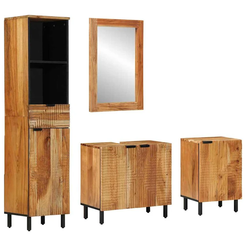 Badrumsskåpsset 4 st Naturlig 38 x 33 x 160 cm