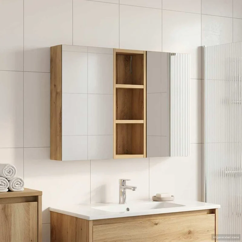 Badrumsskåpsset 3 st 80 x 10,5 x 50 cm Konstruerat trä