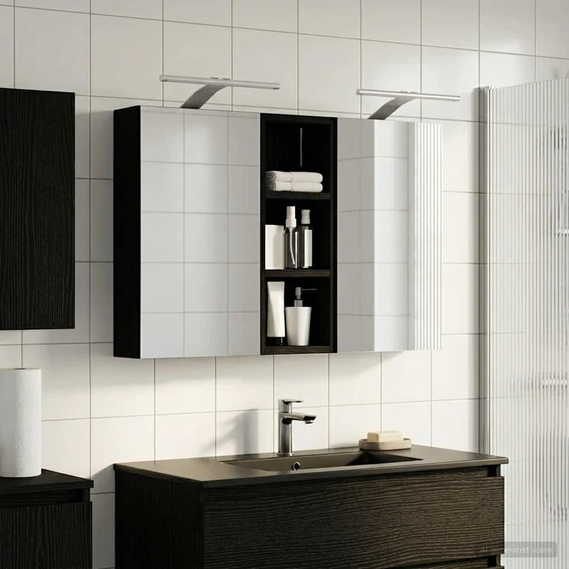 Badrumsskåpsset 3 st 80 x 10,5 x 50 cm Konstruerat trä