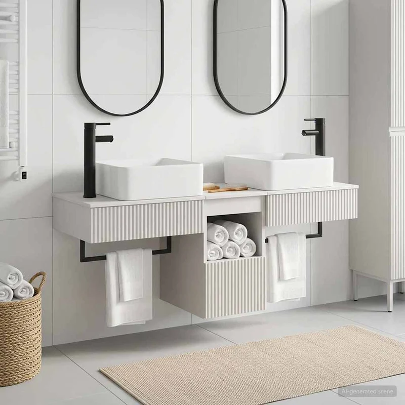 Badrumsskåpsset 3 st Vit 136 x 35 x 80 cm Konstruerat trä