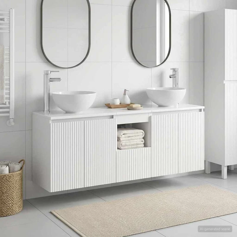 Badrumsskåpsset 3 st Vit 129 x 35 x 80 cm Konstruerat trä