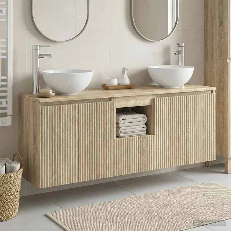 Badrumsskåpsset 3 st Sonoma-ek 129 x 41 x 80 cm Konstruerat trä