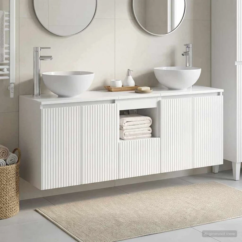 Badrumsskåpsset 3 st Vit högglans 129 x 41 x 80 cm