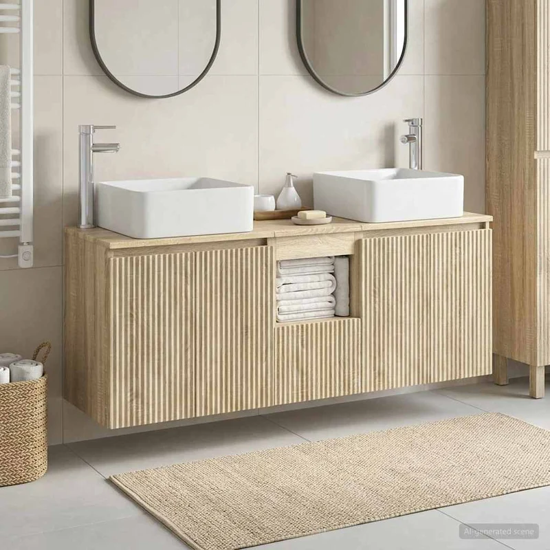 Badrumsskåpsset 3 st Sonoma-ek 135 x 35 x 80 cm Konstruerat trä