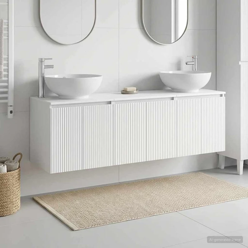 Badrumsskåpsset 3 st Vit 161,5 x 44,5 x 80 cm Konstruerat trä
