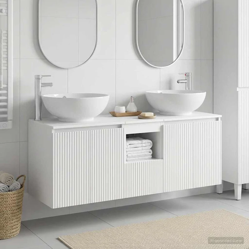 Badrumsskåpsset 3 st Vit 129 x 44,5 x 80 cm Konstruerat trä