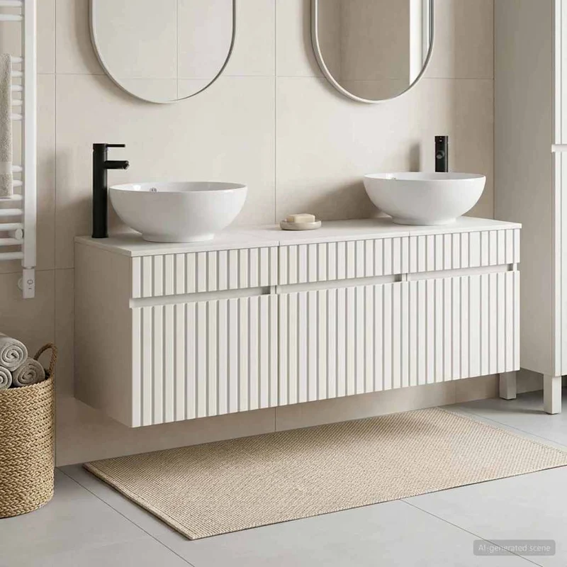 Badrumsskåpsset 3 st Vit 49 x 44,5 x 66,5 cm Konstruerat trä