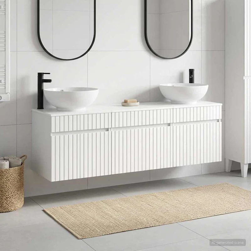 Badrumsskåpsset 3 st Vit högglans 49 x 44,5 x 66,5 cm