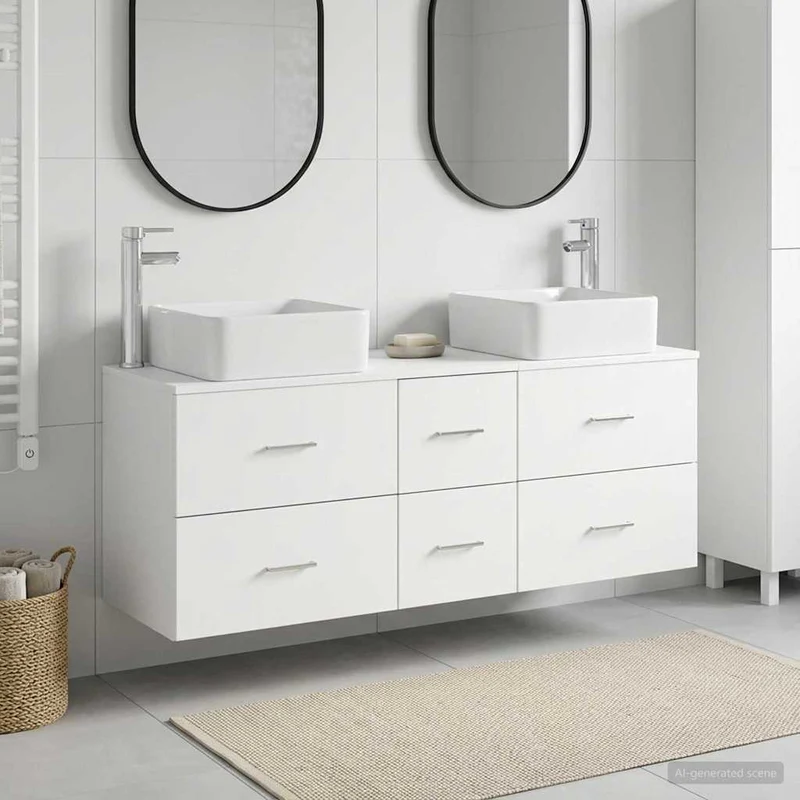 Badrumsskåpsset 3 st Vit 49,5 x 41 x 63 cm Konstruerat trä