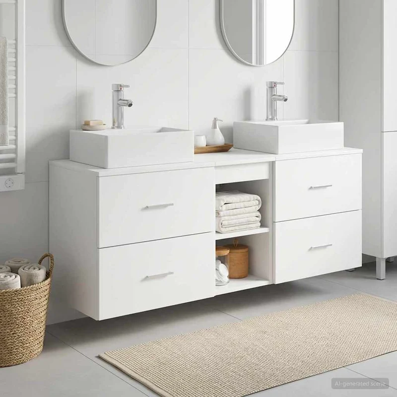 Badrumsskåpsset 3 st Vit 49,5 x 41 x 62,5 cm Konstruerat trä