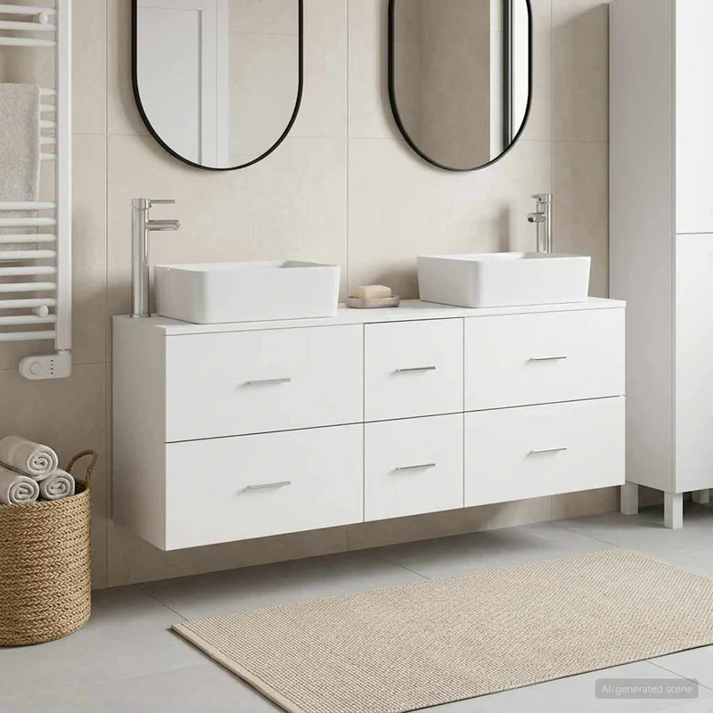 Badrumsskåpsset 3 st Vit 136 x 35 x 80 cm Konstruerat trä