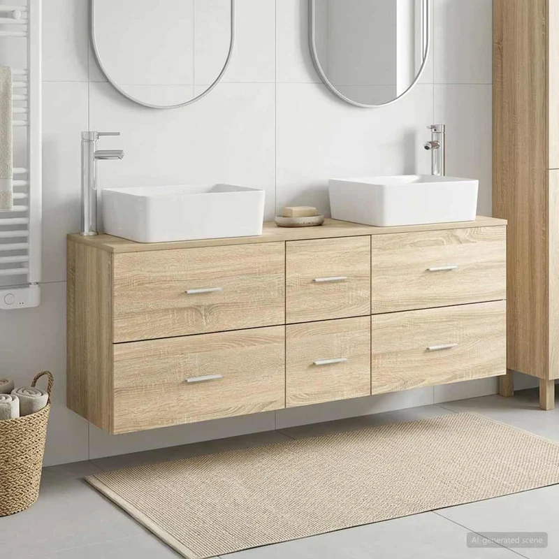 Badrumsskåpsset 3 st Sonoma-ek 136 x 35 x 80 cm Konstruerat trä