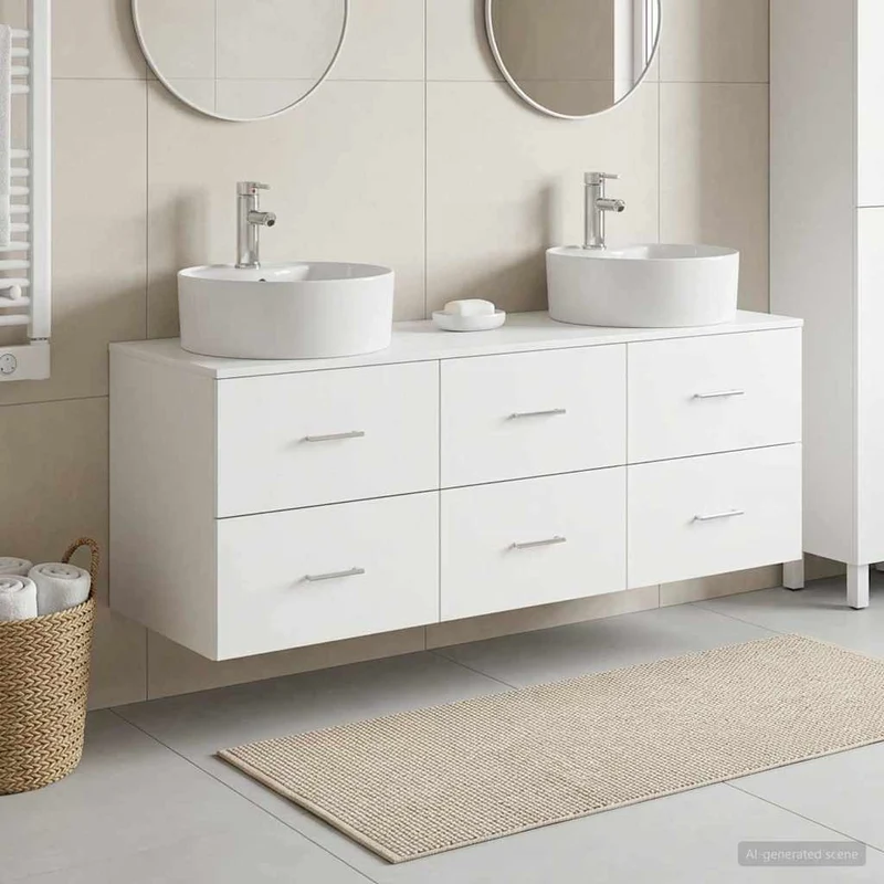 Badrumsskåpsset 3 st Vit 62,5 x 44,5 x 50 cm Konstruerat trä