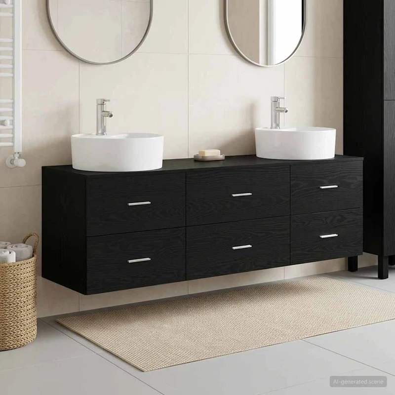 Badrumsskåpsset 3 st Svart 161,5 x 44,5 x 82 cm Konstruerat trä