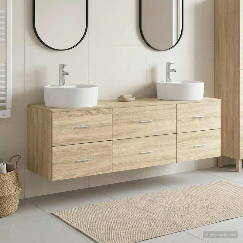 Badrumsskåpsset 3 st Sonoma-ek 161,5 x 44,5 x 82 cm