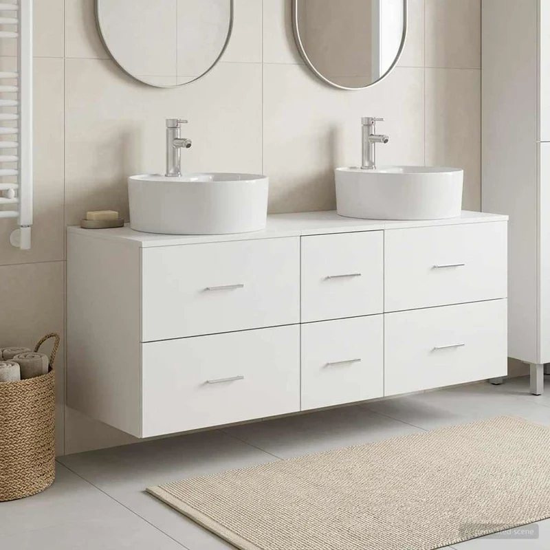 Badrumsmöbelset 3 st Vit 129 x 44,5 x 80 cm Konstruerat trä