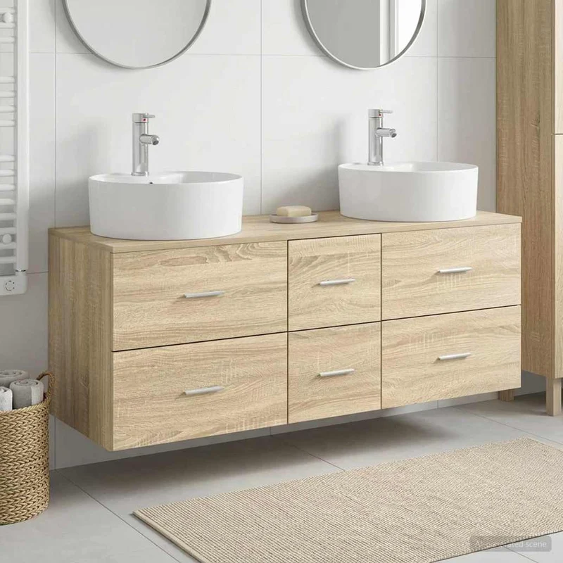 Badrumsmöbelset 3 st Sonoma-ek 129 x 44,5 x 80 cm