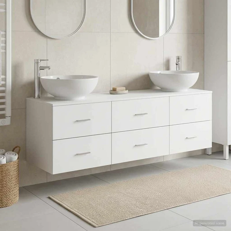 Badrumsmöbelset 3 st Vit 161 x 44,5 x 80 cm Konstruerat trä