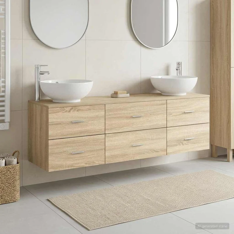 Badrumsmöbelset 3 st Sonoma-ek 49,5 x 44,5 x 65 cm