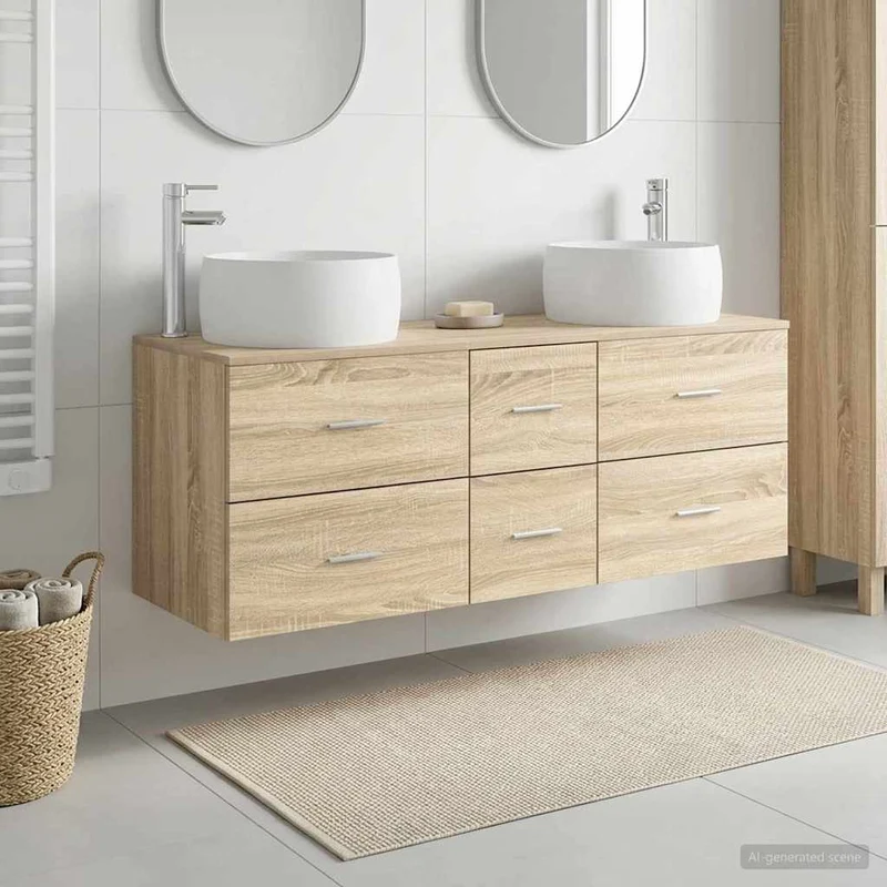 Badrumsmöbelset 3 st Sonoma-ek 49,5 x 44,5 x 66 cm