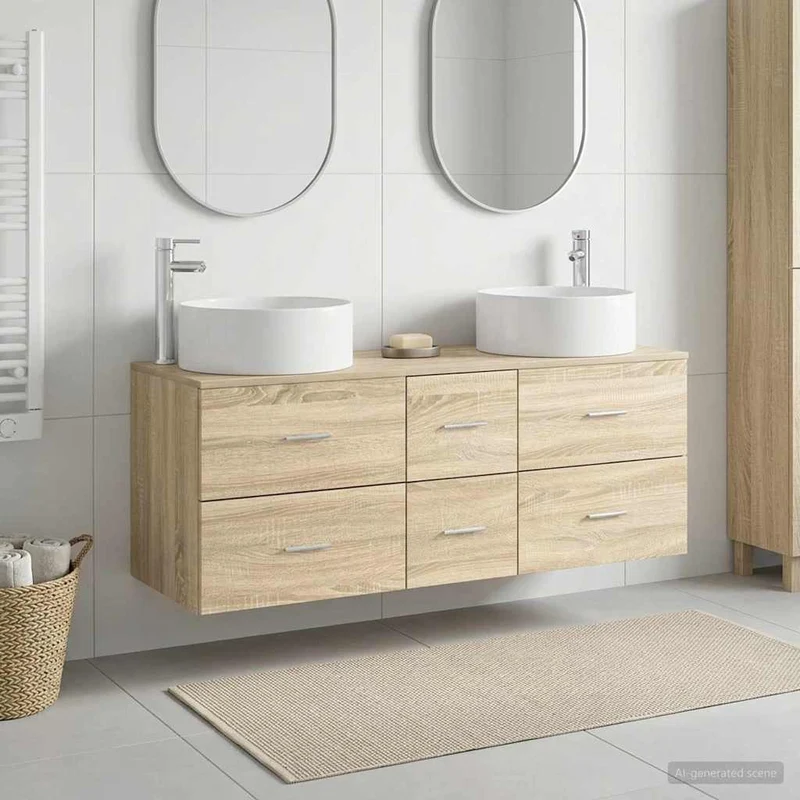 Badrumsmöbelset 3 st Sonoma-ek 49,5 x 44,5 x 65,5 cm