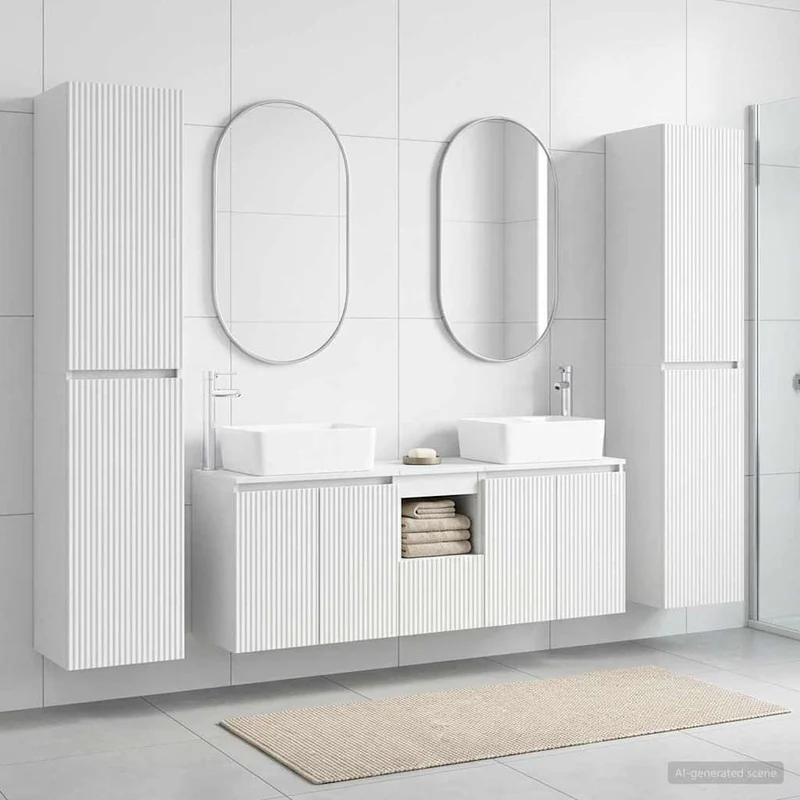 Badrumsmöbelset 5 st Vit 33 x 34,5 x 160 cm Konstruerat trä