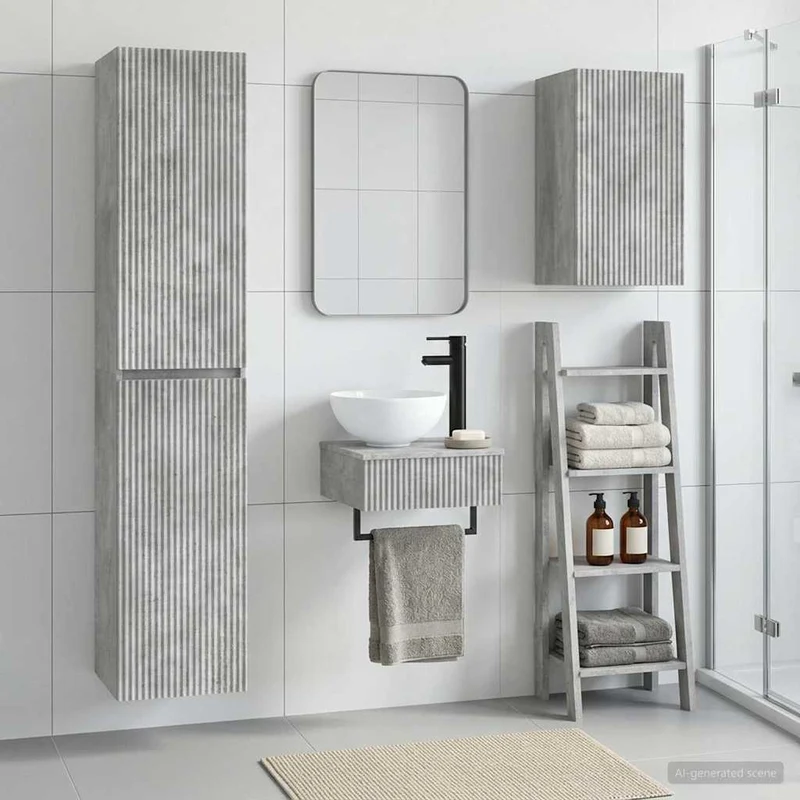 Badrumsmöbelset 3 st Betonggrå 33 x 34,5 x 160 cm
