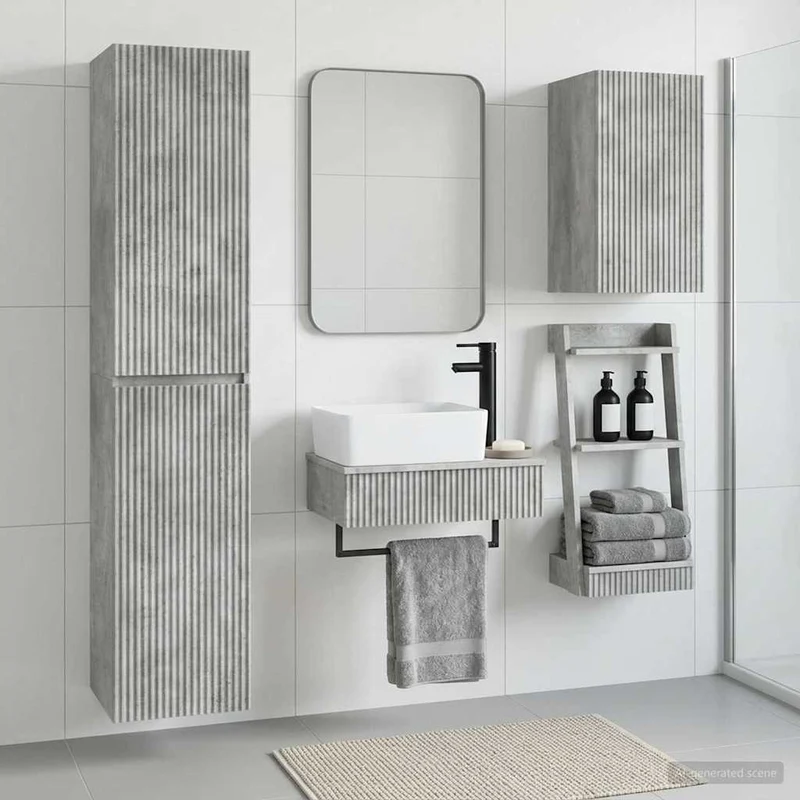 Badrumsmöbelset 3 st Betonggrå 33 x 34,5 x 160 cm