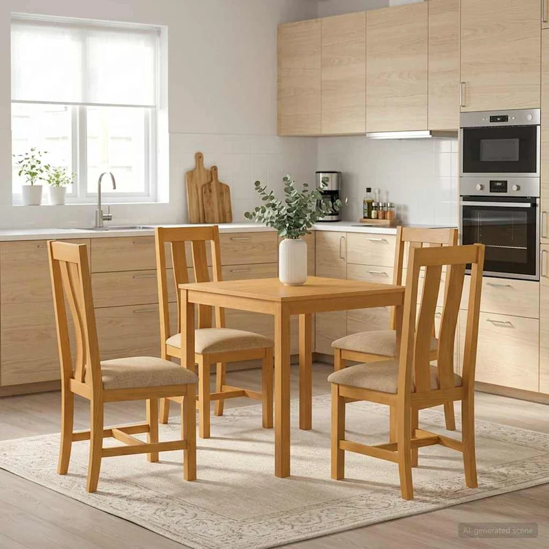 Matgrupp 5 st Beige Massivt Ekträ