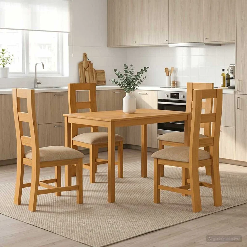 Matgrupp 5 st Beige Massivt Ekträ