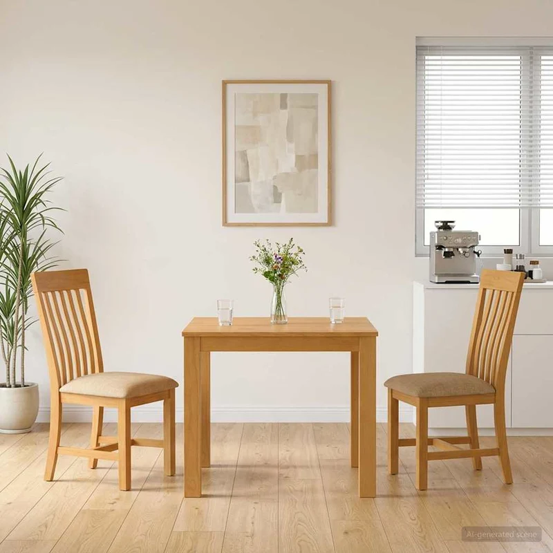 Matgrupp 3 st Beige Massivt Ekträ